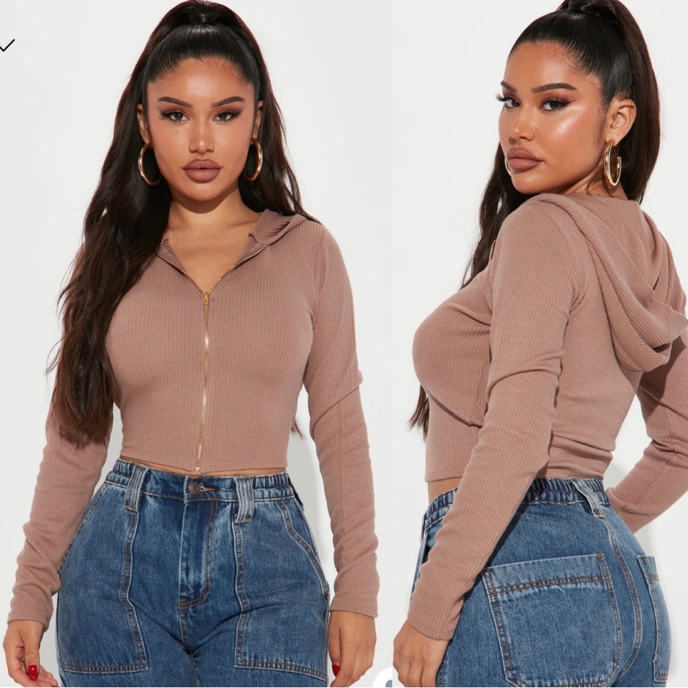 Fashion Nova Better Days Crop Hoodie - Khaki